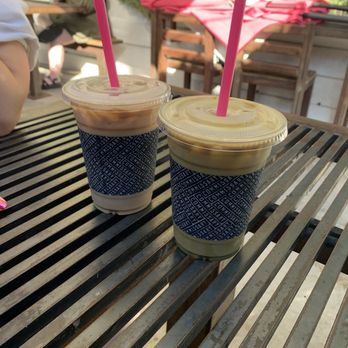 Coffee Commissary - left: chai latte right: dirty matcha w oatmilk - Coffee & Tea Near Me - Burbank, California
