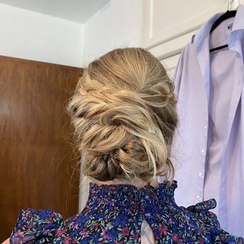 Dolled Up - Messy / relaxed braided updo by Tiny - Waxing Near Me - Redondo beach, California