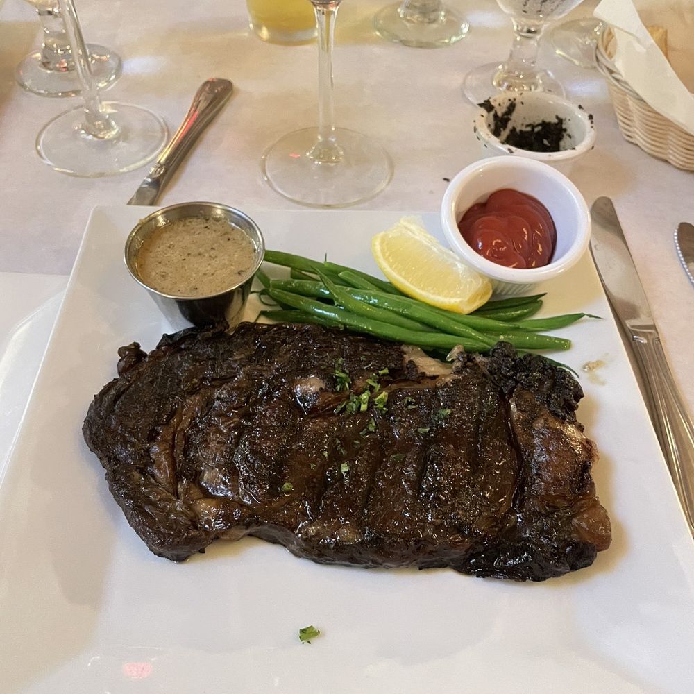 Well done rib eye steak