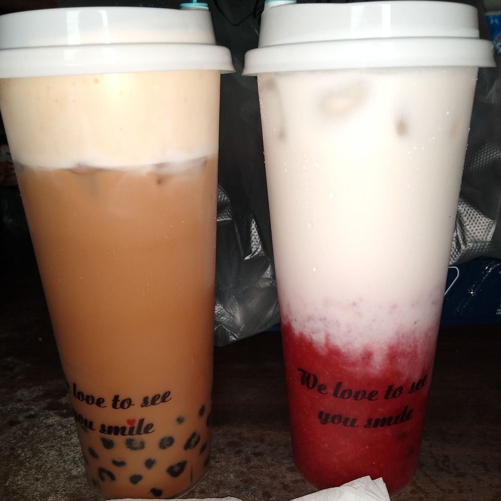 Drincup Cafe - O.B.C Temptation Large on the left and Messy Strawberry Large on the right - Bubble Tea Near Me - Honolulu, Hawaii Drincup Cafe - O.B.C Temptation Large on the left and Messy Strawberry Large on the right - Bubble Tea Near Me - Honolulu, Hawaii