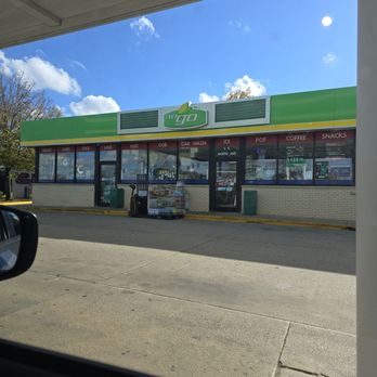 bp - A small convenience store with a green and yellow sign reading 'Ego,' seen from inside a vehicle on a sunny day. - Gas Stations Near Me - Lombard, Illinois