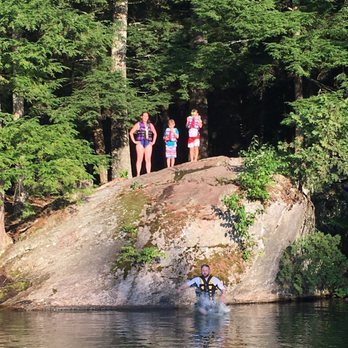 Bolton Boat Tours - Jumping from the cliff (giant rock for the kids). - Boat Tours Near Me - Diamond Point, New York