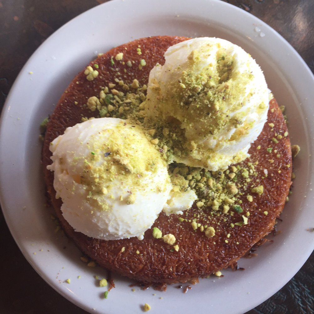 Sheesh Restaurant - Kunefa with pistachio ice cream (small). Absolutely delicious; this is a must try - Turkish Near Me - Saint Louis, Missouri Sheesh Restaurant - Kunefa with pistachio ice cream (small). Absolutely delicious; this is a must try - Turkish Near Me - Saint Louis, Missouri