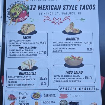 JJ Mexican Style Tacos - Menu - Food Trucks Near Me JJ Mexican Style Tacos - Menu - Food Trucks Near Me