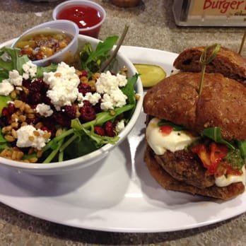 The Burger Bar by Wegmans - Bison burger w/ the baby kale & arugula salad as a side! - Burgers Near Me - Rochester, New York The Burger Bar by Wegmans - Bison burger w/ the baby kale & arugula salad as a side! - Burgers Near Me - Rochester, New York