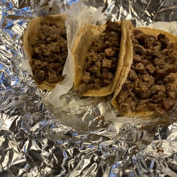 Los Comales Round Lake - two tacos on tin foil - Mexican Near Me - Round Lake Beach, Illinois