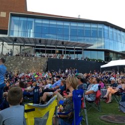 TD Stage - Peace Center water fountains and the Reedy River backdrop