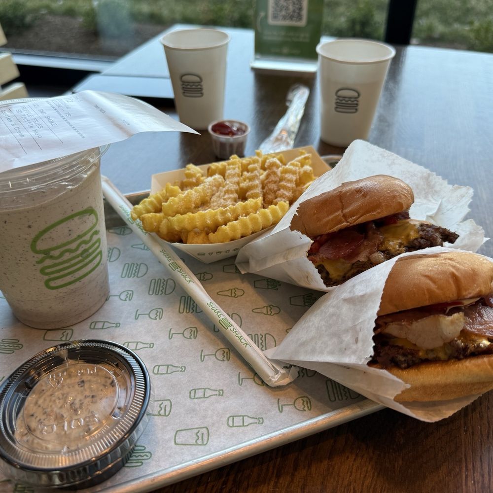 Shake Shack Franklin - smoke shack burgers (2), Black Truffle Parmesan Fries, and cookies & cream shake - Burgers Near Me - Franklin, Tennessee Shake Shack Franklin - smoke shack burgers (2), Black Truffle Parmesan Fries, and cookies & cream shake - Burgers Near Me - Franklin, Tennessee