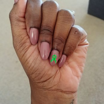 T Nails & Spa - This time we did lime green ribbons to support my 14 year daughter who's battling Non-Hodgkin's Lymphoma - Nail Salons Near Me - Happy Valley, Oregon