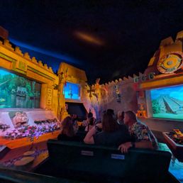 Gran Fiesta Tour Starring The Three Caballeros dark boat ride at Mexico Pavilion at World Showcase at EPCOT at Walt Disney World Resort. Gran Fiesta Tour Starring The Three Caballeros dark boat ride at Mexico Pavilion at World Showcase at EPCOT at Walt Disney World Resort.