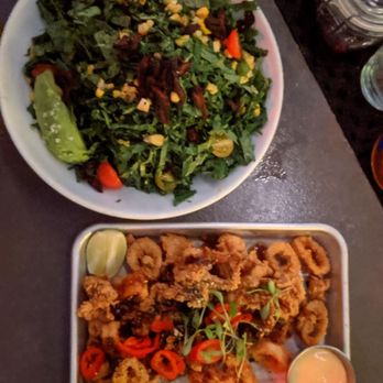 Refinery Rooftop - Kale and Calamari both were delicious - Lounges Near Me - New York, New York