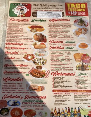 Menu photo 4 Taqueria Los Comales Logan Square Chicago, IL