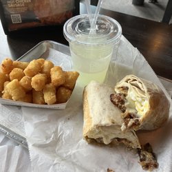 Bad Ass Breakfast Burritos Bethesda - This was the cheesy, tater tot, bacon, and egg burrito! It was a delicious people!