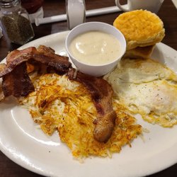 Sidekick's Bar & Grill - Two eggs with bacon, hash browns, benefits of the gravy