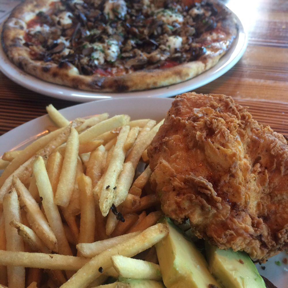 Forge Pizza - Mushroom Pizza & the fried chicken sandwich w/avocado. Looks really good! - Pizza Near Me - Napa, California Forge Pizza - Mushroom Pizza & the fried chicken sandwich w/avocado. Looks really good! - Pizza Near Me - Napa, California