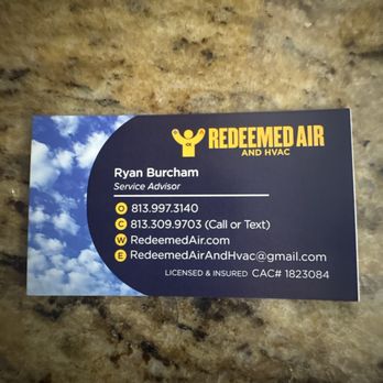 Redeemed Air and HVAC - Ryans card - Heating & Air Conditioning/HVAC Near Me - Wesley Chapel, Florida