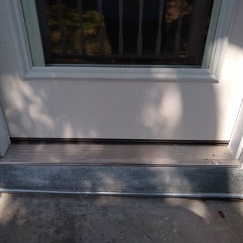 Doug Gillespie Doors - Doug didn't want to bust out stucco so we went with someone else. Old wood threshold removed and stucco'd right up to metal - Door Sales/Installation Near Me Doug Gillespie Doors - Doug didn't want to bust out stucco so we went with someone else. Old wood threshold removed and stucco'd right up to metal - Door Sales/Installation Near Me