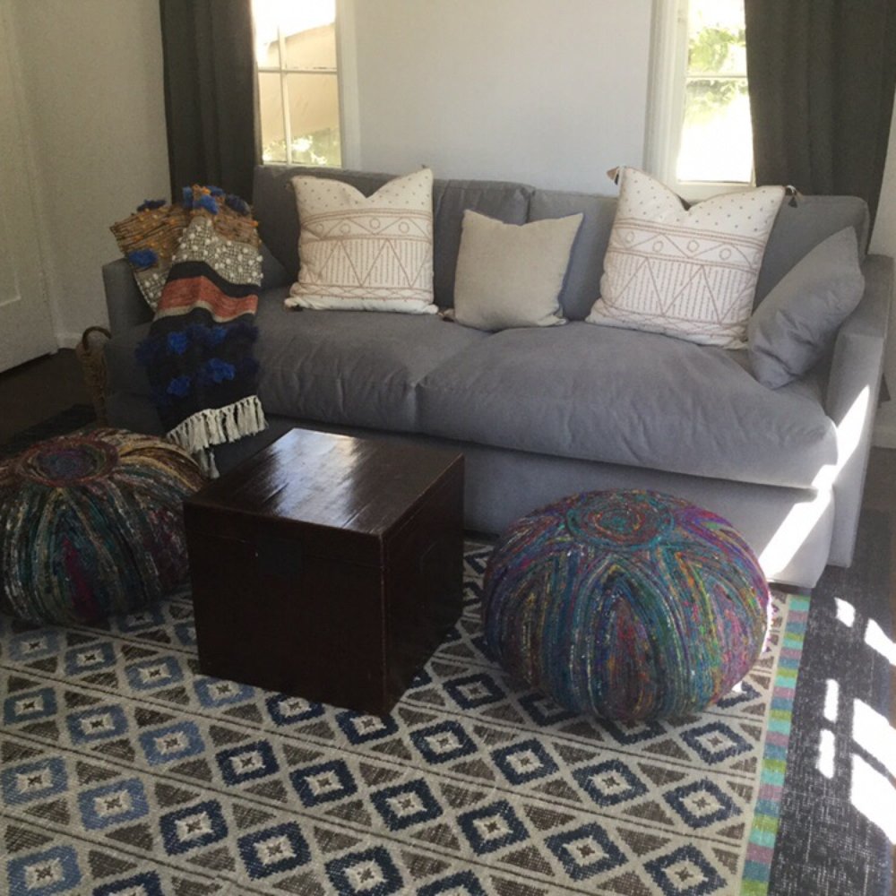 Sofas Tables and More - Sleeper couch and poufs we bought from STM (beige, pillows are not STM). - Furniture Stores Near Me - Torrance, California