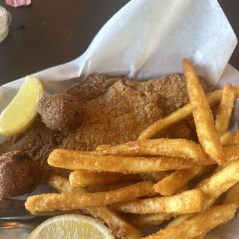 The South - Fried catfish platter, fries and hush puppies - Southern Near Me - Wylie, Texas The South - Fried catfish platter, fries and hush puppies - Southern Near Me - Wylie, Texas