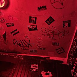 graffiti on the walls and ceiling graffiti on the walls and ceiling