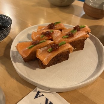 Douska - Crispy Rice with Salmon - Sushi Bars Near Me - New York, New York Douska - Crispy Rice with Salmon - Sushi Bars Near Me - New York, New York