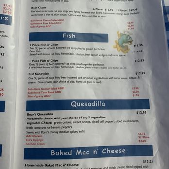 Bear's Eatery - Menu - American Near Me - Kimberley, British Columbia Bear's Eatery - Menu - American Near Me - Kimberley, British Columbia