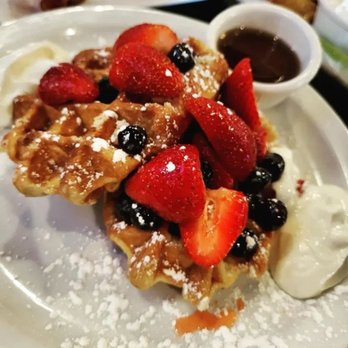Brewbury - Black and brew waffles with marscapone. - Sports Bars Near Me - Middlebury, Connecticut
