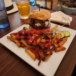 Harborwalk Restaurant - Big Crunch burger and fries... with a nice cold one!