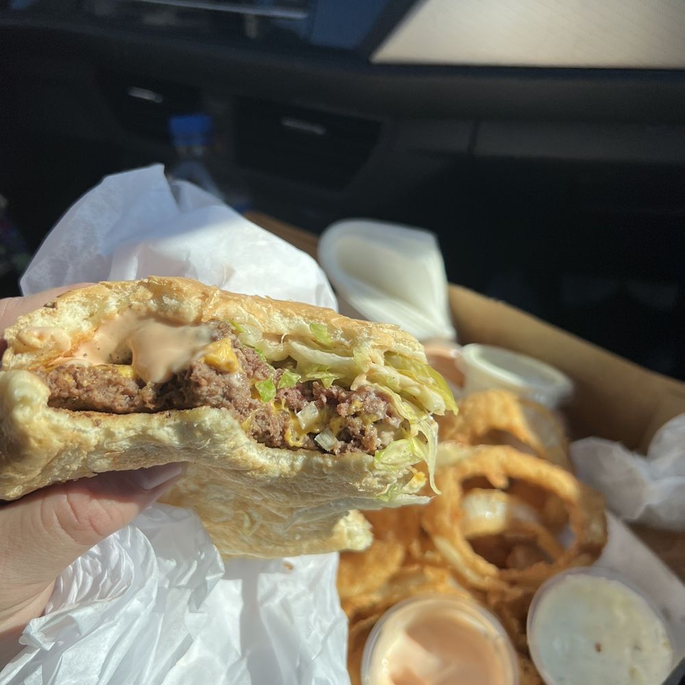 Burger Bar - Double Ben w/ cheese onion rings - Burgers Near Me - Roy, Utah Burger Bar - Double Ben w/ cheese onion rings - Burgers Near Me - Roy, Utah