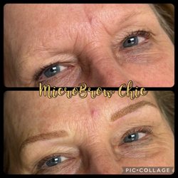 MicroBrow Chic - Combo brow using handheld tool along with a tattoo machine to add shading in between the strokes.