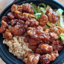 Orange chicken with brown rice Orange chicken with brown rice