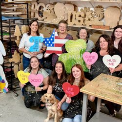 Ivy's Wood Creations - Roseville Art Studio great family activity.  Choose from a wide variety of wood signs to paint.