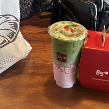 85°C Bakery Cafe-Tustin - Slice of the red velvet in the cute box, strawberry matcha, got cheesecake bites, the Hawaiian bread w chicken , & guava bread. - Coffee & Tea Near Me - Tustin, California 85°C Bakery Cafe-Tustin - Slice of the red velvet in the cute box, strawberry matcha, got cheesecake bites, the Hawaiian bread w chicken , & guava bread. - Coffee & Tea Near Me - Tustin, California