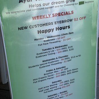 Ayur Threading - Weekly specials - Threading Services Near Me - Colton, California