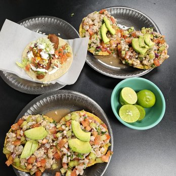 Mariscos Mocorito - tostada de pescado, de camaron, y taco de pescado - Mexican Near Me - Orange, California