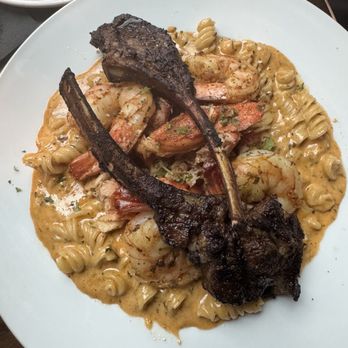 Provaré - SEAFOOD TRIO with LAMB CHOPS signature cajun 'trio spice' alfredo, shrimp, lobster, crab meat, rotini noodles - Seafood Near Me - Houston, Texas Provaré - SEAFOOD TRIO with LAMB CHOPS signature cajun 'trio spice' alfredo, shrimp, lobster, crab meat, rotini noodles - Seafood Near Me - Houston, Texas