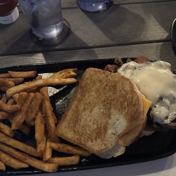D.C. Cobb's - The Dick Tracy burger - yes, the bun is made of grilled cheese sandwiches - Burgers Near Me - McHenry, Illinois