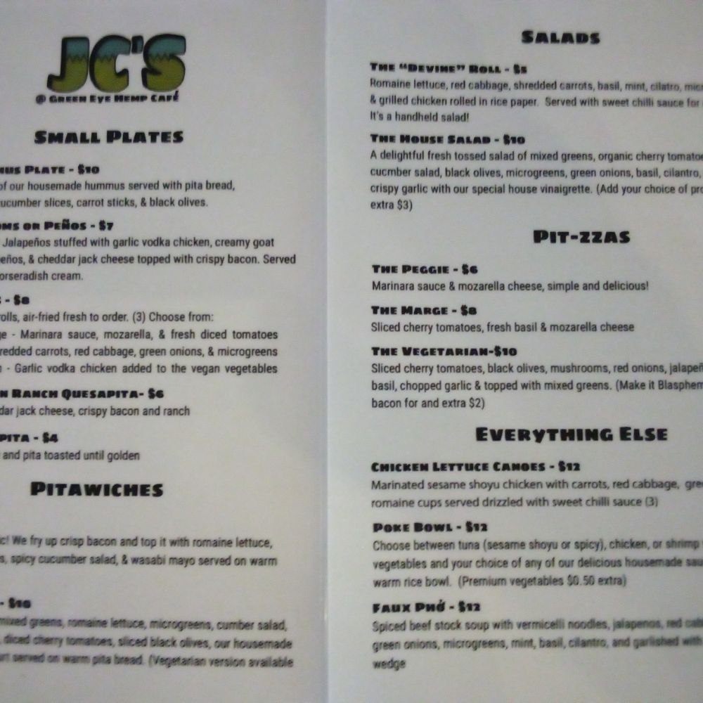 JC’S GREEN EYE HEMP CAFE Updated July 2024 26 Photos 1359 East