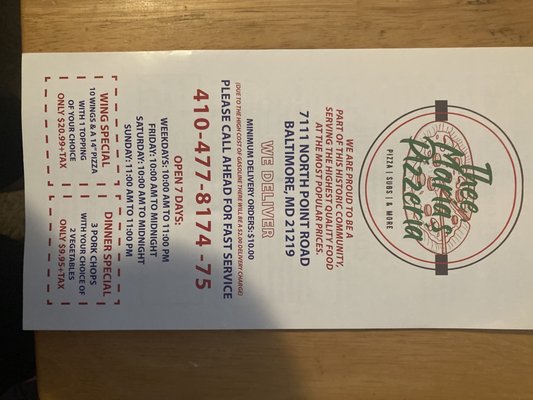 Menu photo 7 Thee Maria's Edgemere, MD