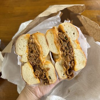 Between the Bagel - pork jalapeño bagel sandwich - Bagels Near Me - Astoria, New York