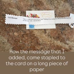 Message stapled to a card Message stapled to a card