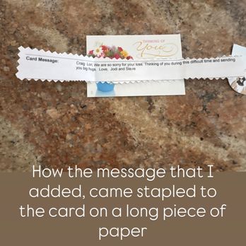 Flowers By Nora - Message stapled to a card - Floral Designers Near Me Flowers By Nora - Message stapled to a card - Floral Designers Near Me