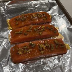 Reel Foods Fish Market - King Salmon with Maple Pumpkin Butter, Pistachios and Hot Honey