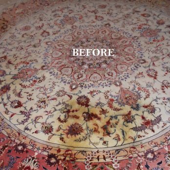 Musee Oriental Rugs - Stain on Persian Silk & Wool Tabriz Rug - Before Stain Removal - Carpet Cleaning Near Me - Houston, Texas Musee Oriental Rugs - Stain on Persian Silk & Wool Tabriz Rug - Before Stain Removal - Carpet Cleaning Near Me - Houston, Texas