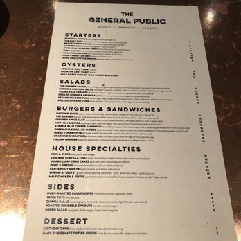 The General Public - Menu - New American Near Me - Houston, Texas The General Public - Menu - New American Near Me - Houston, Texas