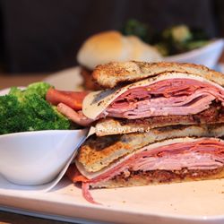 Breckenridge Brewery - Muffelata ($15 + $2.50 broccoli side) - Genoa salami, Hot Coppa, mortadella, olive tapenade, provolone on herb focaccia. A lot of meat.