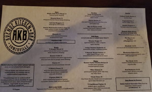 Menu photo 5 Avenue Kitchen + Bar Somerville, MA