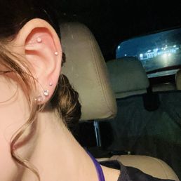 3rd lobe, flat, and lower helix piercing