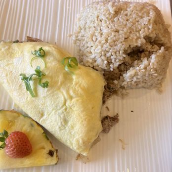 Moena Café - Hawaiian omelette with brown rice. - Cafes Near Me - Honolulu, Hawaii Moena Café - Hawaiian omelette with brown rice. - Cafes Near Me - Honolulu, Hawaii