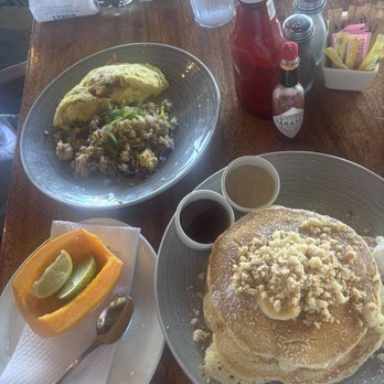 Duke's Beach House - Banana & Macnut Pancakes and Omelet and Hawaiian Papaya - Breakfast & Brunch Near Me - Lahaina, Hawaii Duke's Beach House - Banana & Macnut Pancakes and Omelet and Hawaiian Papaya - Breakfast & Brunch Near Me - Lahaina, Hawaii